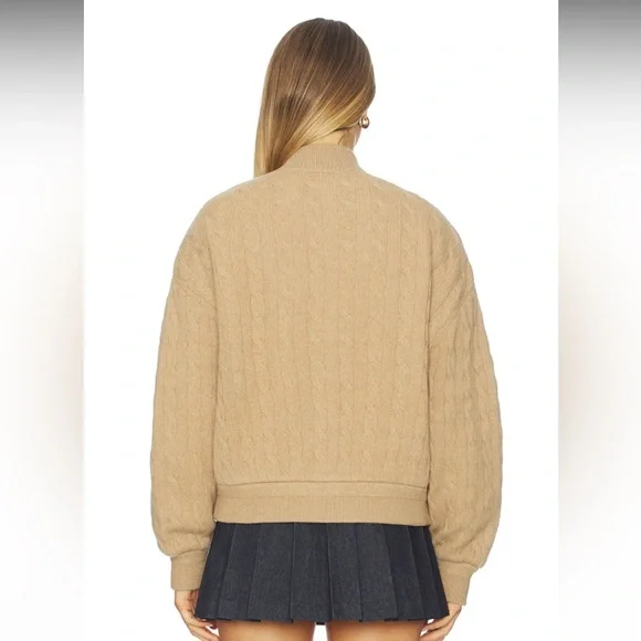 Polo Ralph Lauren Cable Knit Wool Cashmere Bomber Jacket in Collection Camel - Picture 3 of 10